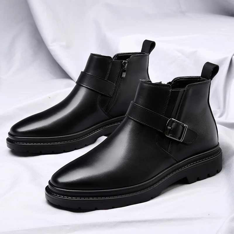 Brand Chelsea Men\'s Boots High Quality Leather Men Designer Boots Fashion Casual High Top Business Leather Shoes Cowboy Boots