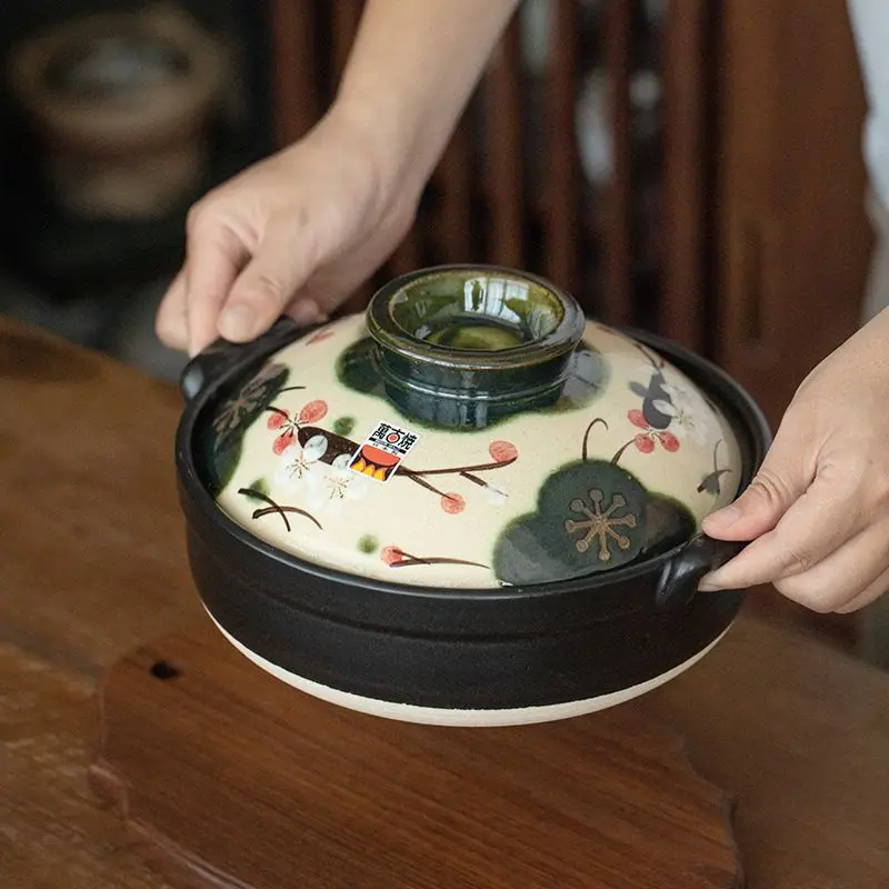 Olla de tierra Yakube, cacerola resistente a altas temperaturas y al fuego, hogar de estilo japonés, cazuela de llama abierta