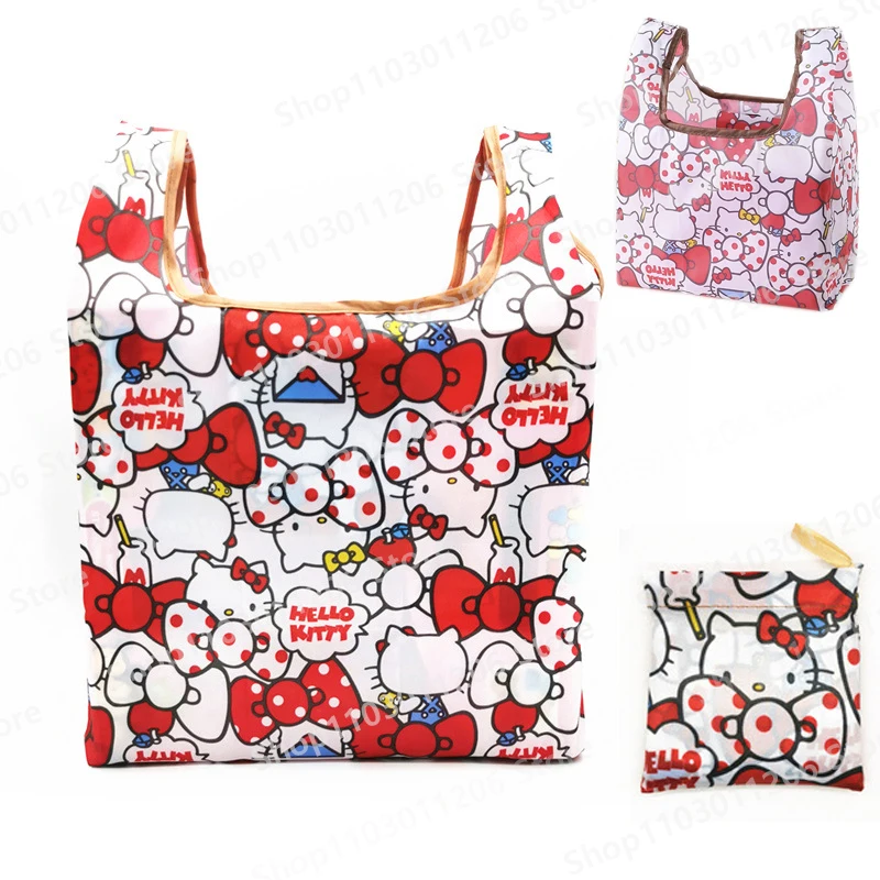 

Cartoon Hellos Kittys Small Cute Mys Melodys Pattern Foldable Simple Portable Shopping Bag Portable Mini Reusable Bag Girls Bags