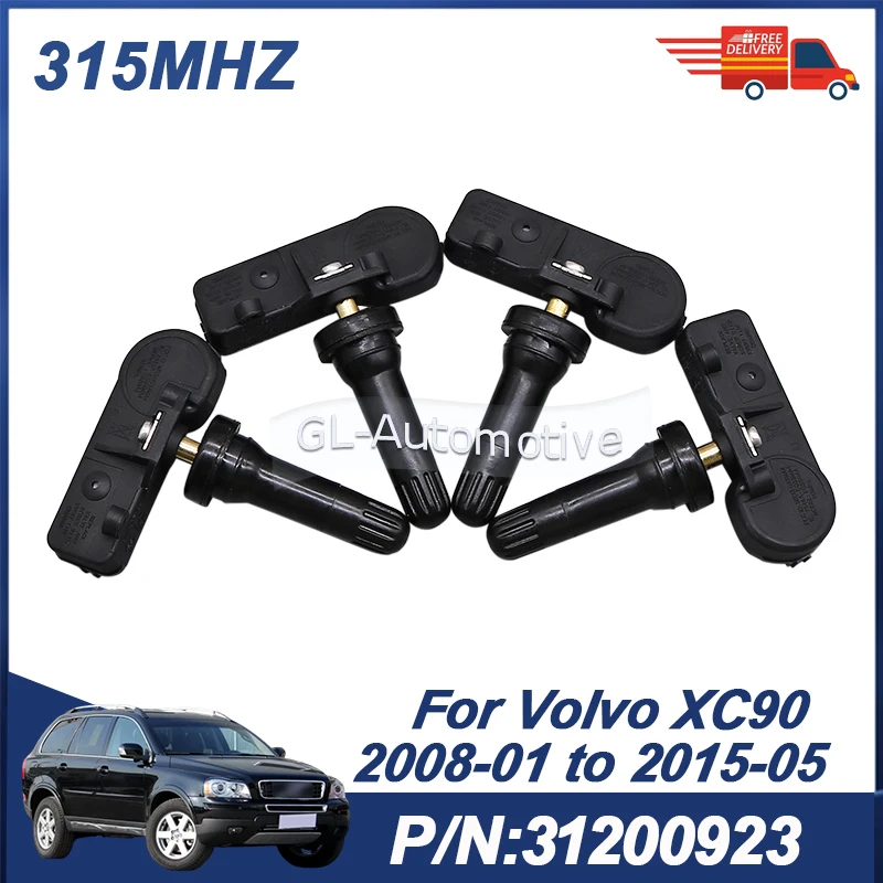 

4 шт. датчиков давления в шинах TPMS 315 МГц для Volvo XC90 2008-2015 31200923 30748991