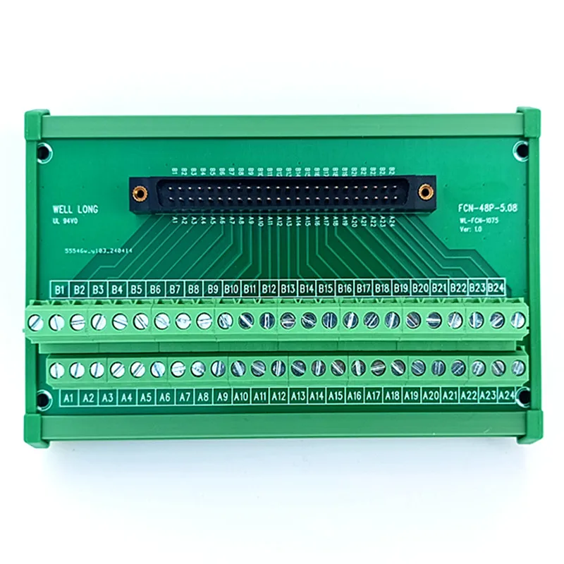 DIN Rail Mount FCN48P PLC Interface Module Male Header Breakout Board, Terminal Block, Connector FCN-364P040-AU.
