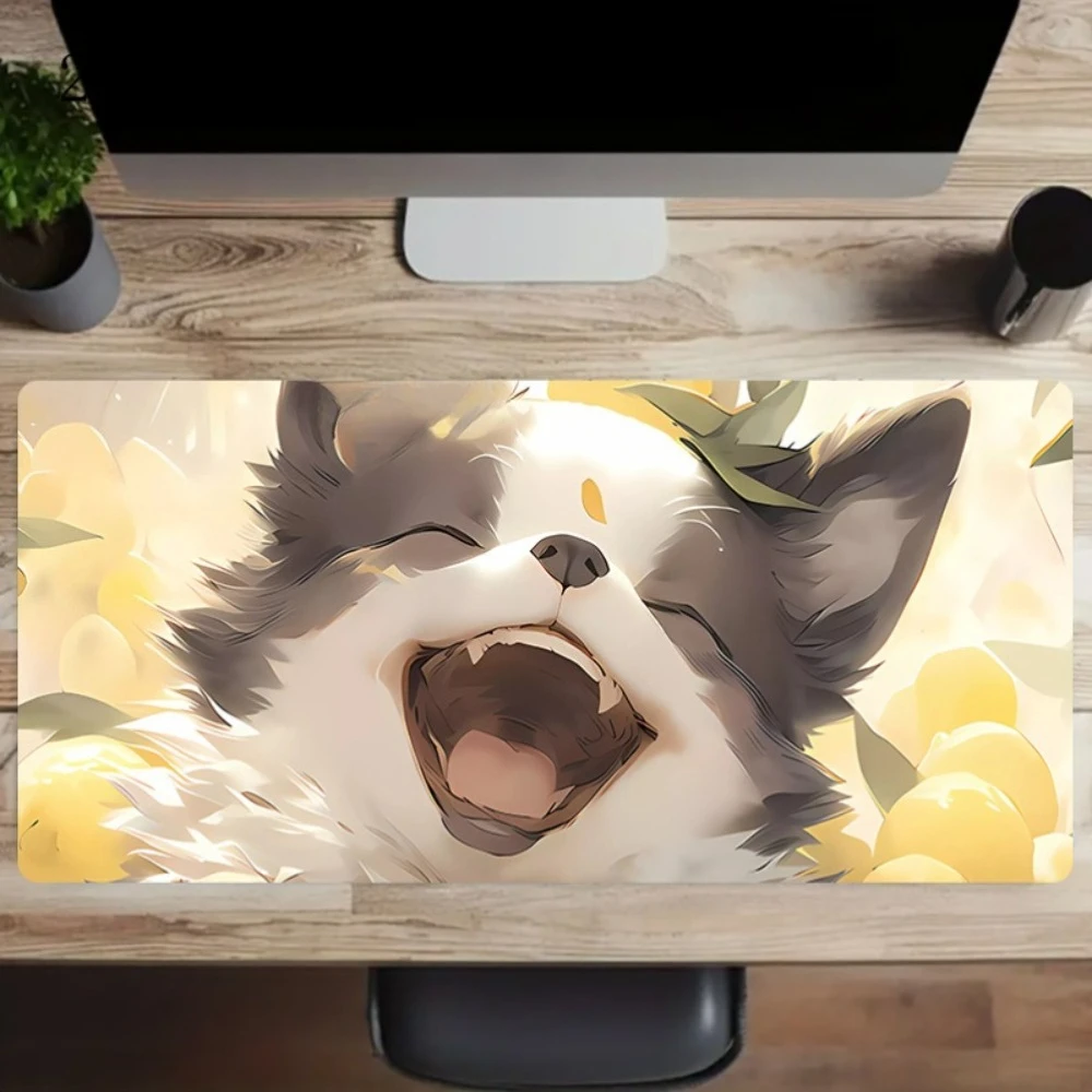 Tapis de souris à thème chien mignon, en caoutchouc avec base antidérapante, accessoires de jeu, clavier mécanique, tapis de souris