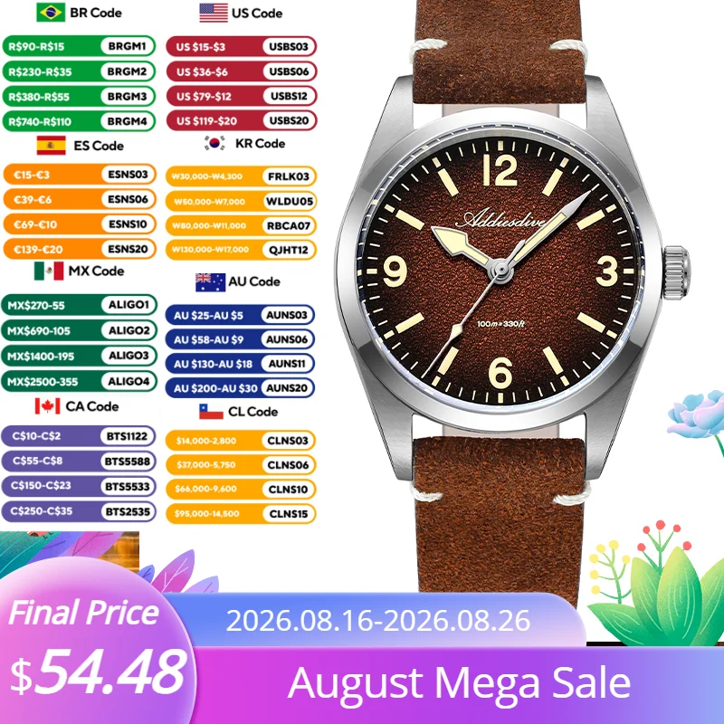 Luxury Watch On Wrist - ADDIESDIVE Japan 2035 Super Luminous Lederarmbanduhren,
