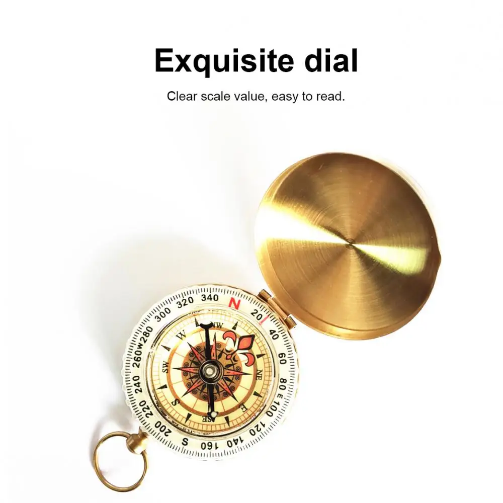 Portable Pocket Watch Luminous Compass 360° Rotation Pointer Guide Tool Hiking Brass Survival Navigation Metal Compass