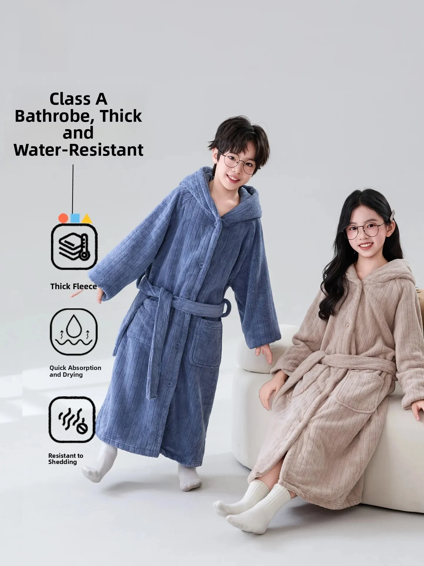Thickened Coral Fleece Children's Bathrobe Absorbent Boys' Towel Home Clothes Sleepwear for Baby Swimming Coat Autumn Winter ...