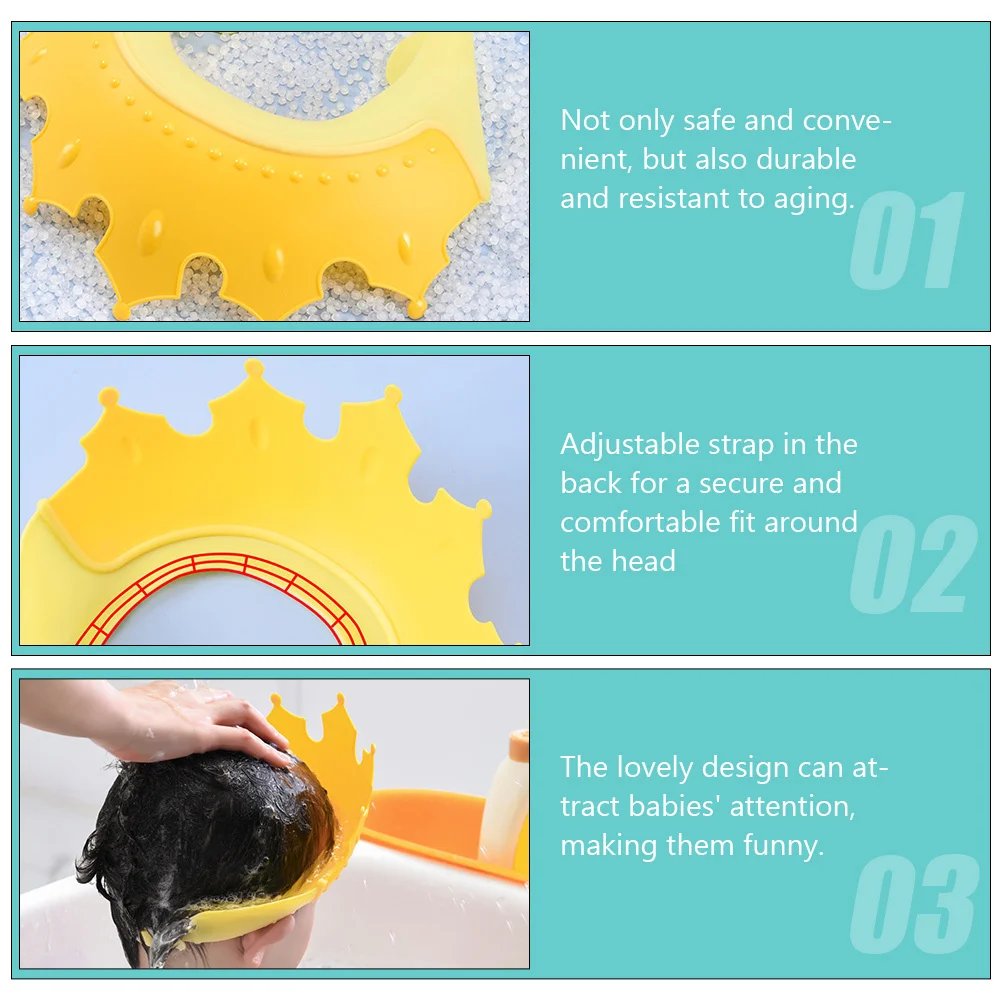 

2Pcs Premium Silicone Baby Shampoo Hat Waterproof Bath Cap for Kids Adjustable Strap No Leak Gentle on Skin for Daily Care