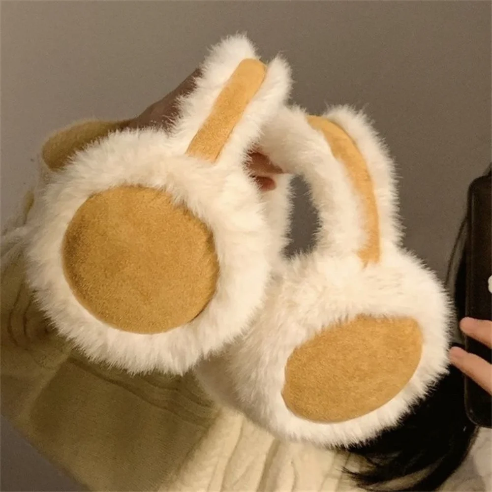 Moda de pelúcia orelha muffs dobrável engrossar lã capa de orelha para mulheres inverno quente camurça earflap ao ar livre proteção contra frio earmuffs