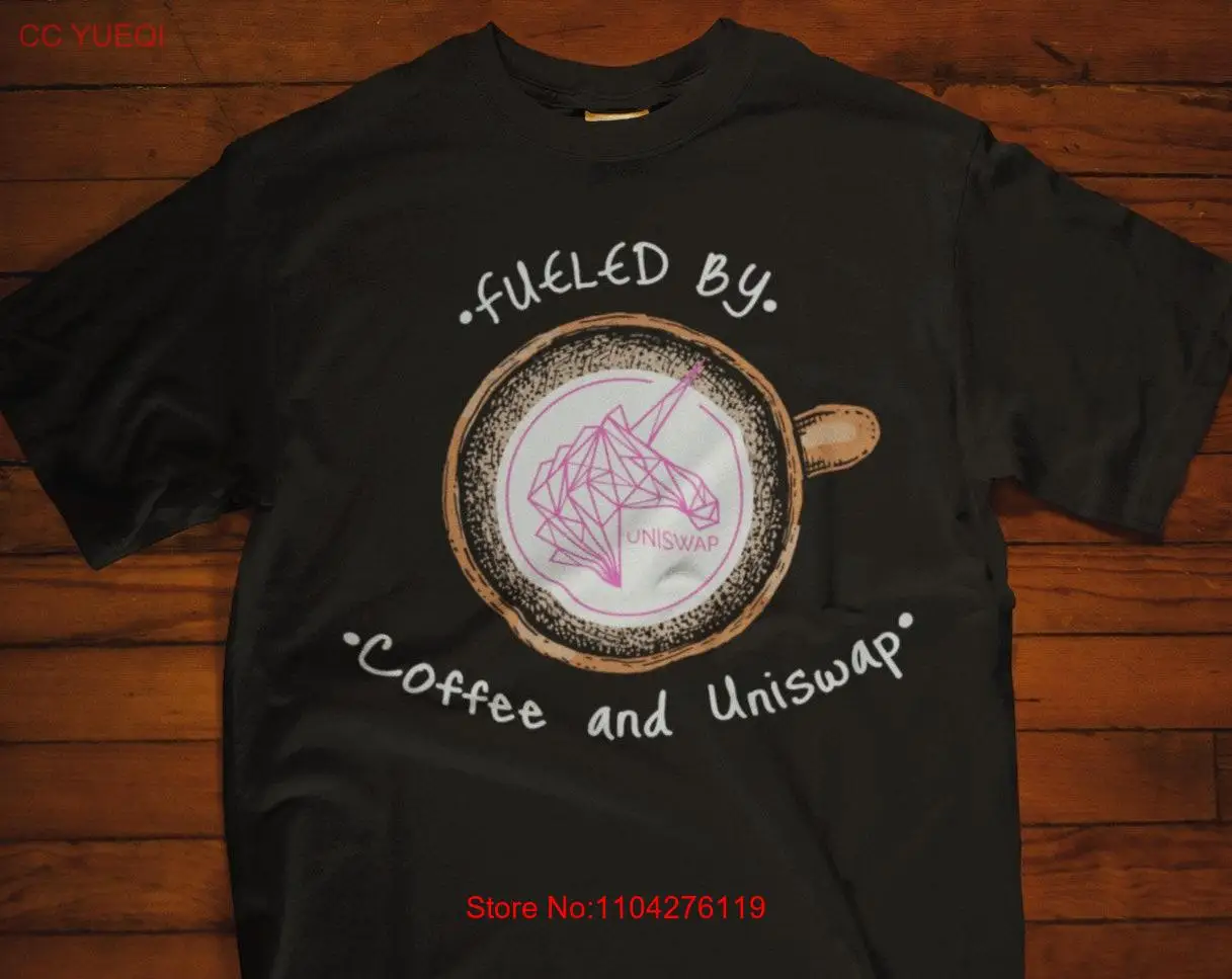 Fueled By Coffee and Uniswap UNI T Shirt Bitcoin Crypto Cryptocurrency Technology  long or short sleeves