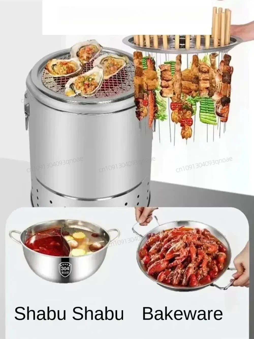 

NEWBBQ Smokeless Barbecue Home Outdoor Hanging Stove Charcoal Grill Indoor Stainless Steel Oven 20/28 Strings