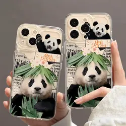 Cute Panda FUBAO Phone Case For IPhone 16 15 14 13 12 11 Pro Max X XR XS 7 8 Plus Mini SE 2020 2022 Transparent Mobile Case