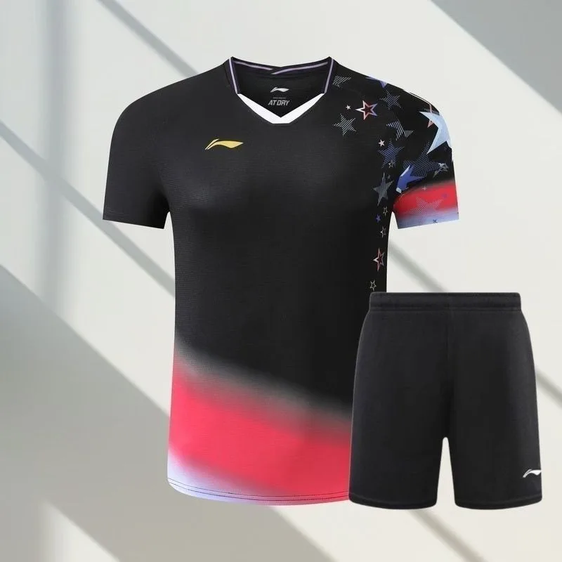 

New Summer Running Badminton Match Clothing Set for Couples, Breathable Speed Drying Training Short Sleeve