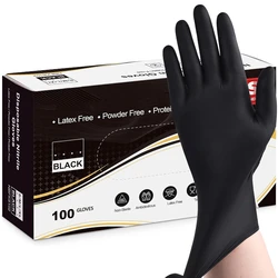 Nitrile Disposable Gloves Black 20/50/100PCS Latex Powder Free Gloves Industrial Grade Cooking Working Cleaning Hair Dye Gloves