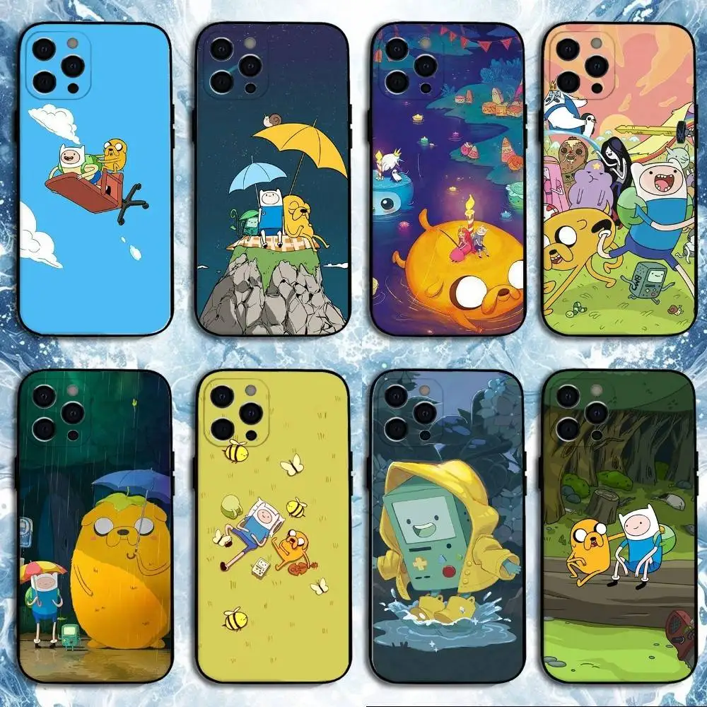 

Adventure Time Phone Case For iPhone 16,15,14,13,12,11 Plus,Pro Max, Soft Silicone Black Cover
