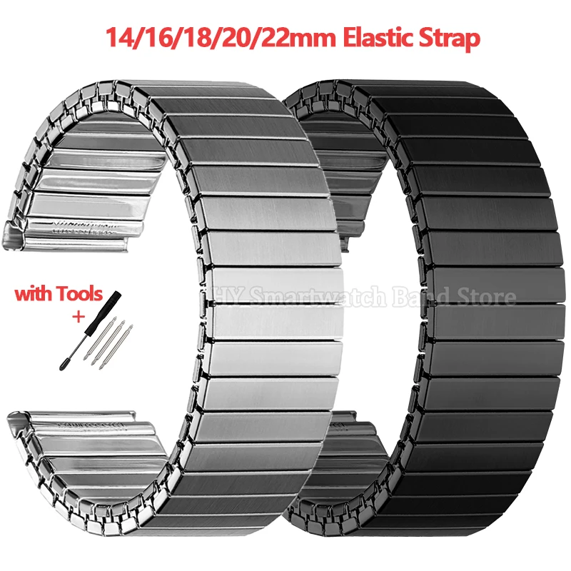 Metal Expansion Bracelet for Huawei for Samsung Galaxy for Smart Watch Band Stainless Steel Elastic Strap 16mm 18mm 20mm 22mm