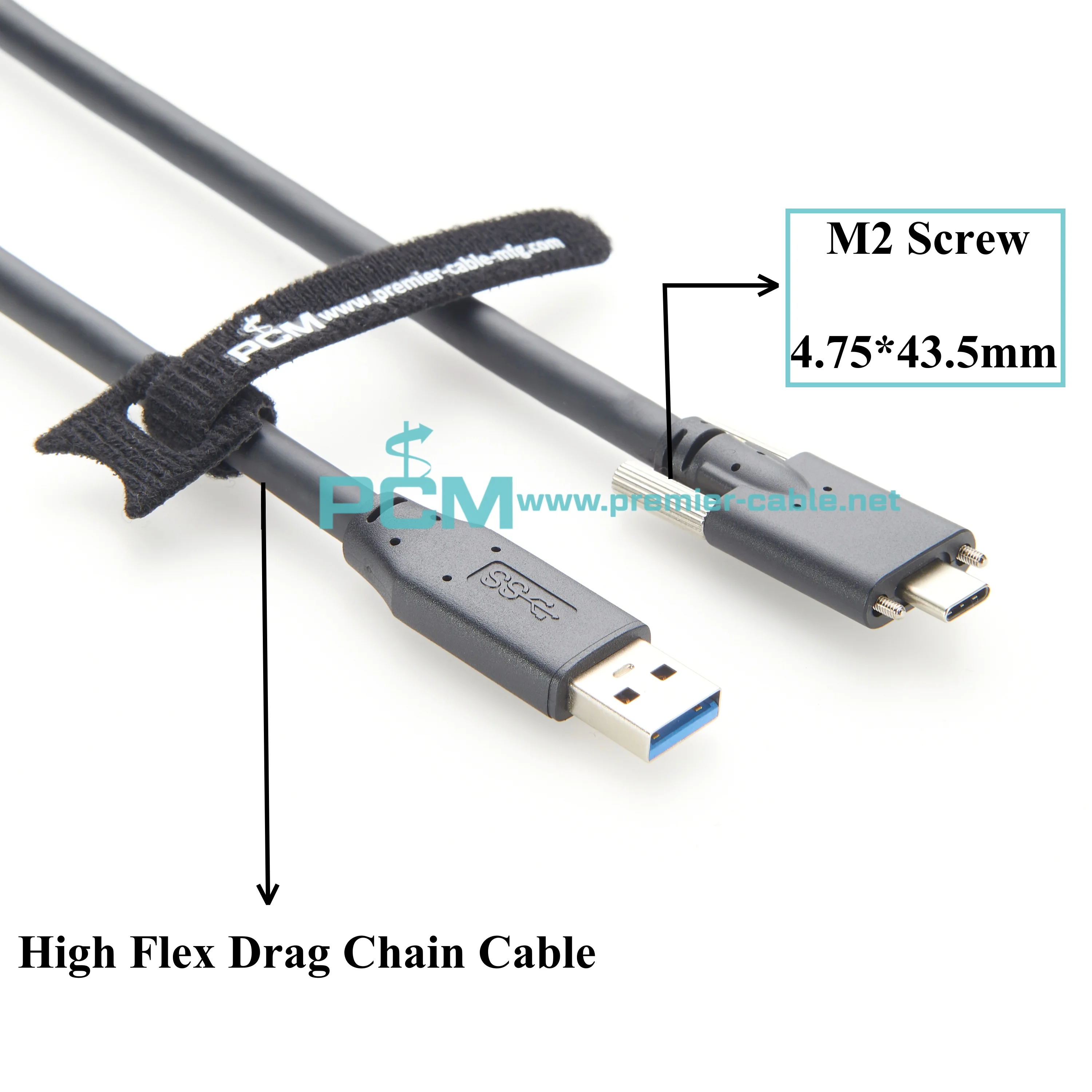 

USB Active Repeater Cable, USB 3.0 A to USB 3.1 Type-C Active High Flex Drag Chain Cable with Signal Amplifier, M2 Screw Locking