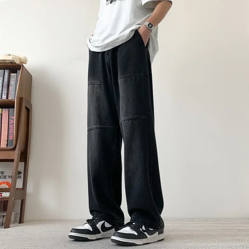 Wash To Make Old Vintage Jeans Men's New Spring Slim Wide Leg Loose Straight Pants Streetwear Men