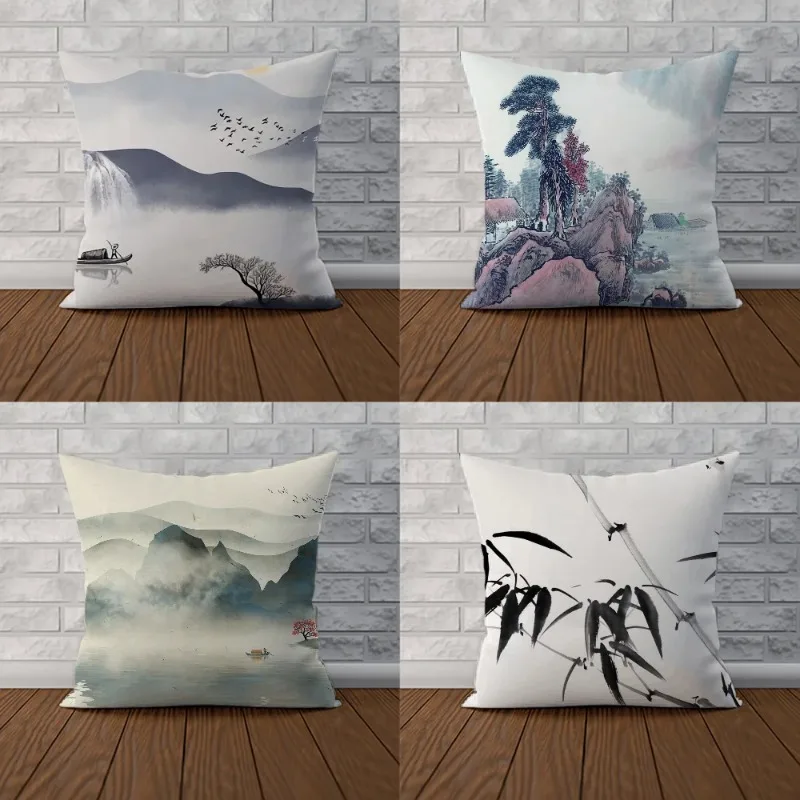 Wash Painting Decorative Pillowcase Decor 40x40 Cushion Cover 45*45 Cushions Home Decor Decorative Pillows Covers Car Decoration