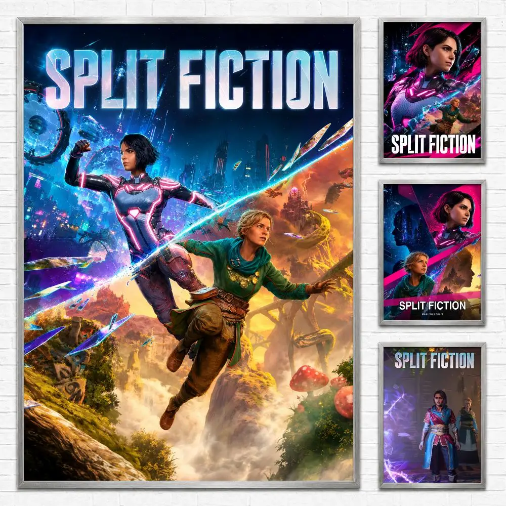 Game Split Fiction Poster Self‑Adhesive Waterproof PP Poster Coffee House Bar Wall Art Sticker Room Home Decor