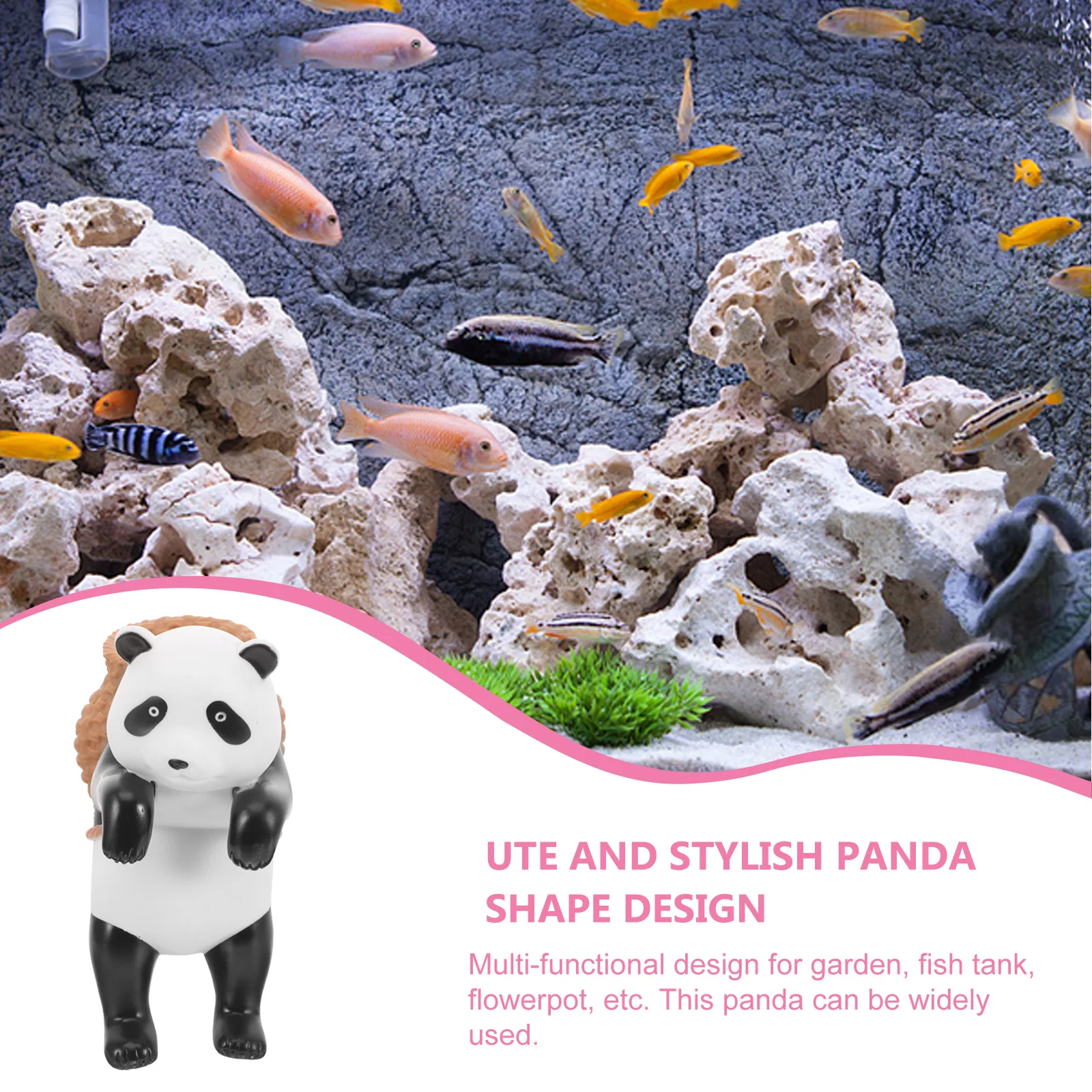 

Panda Adornment Cute Figurine Fish Tank Layout Vinyl Material Aquarium Ornaments Home Decor Panda Crafts Decorations