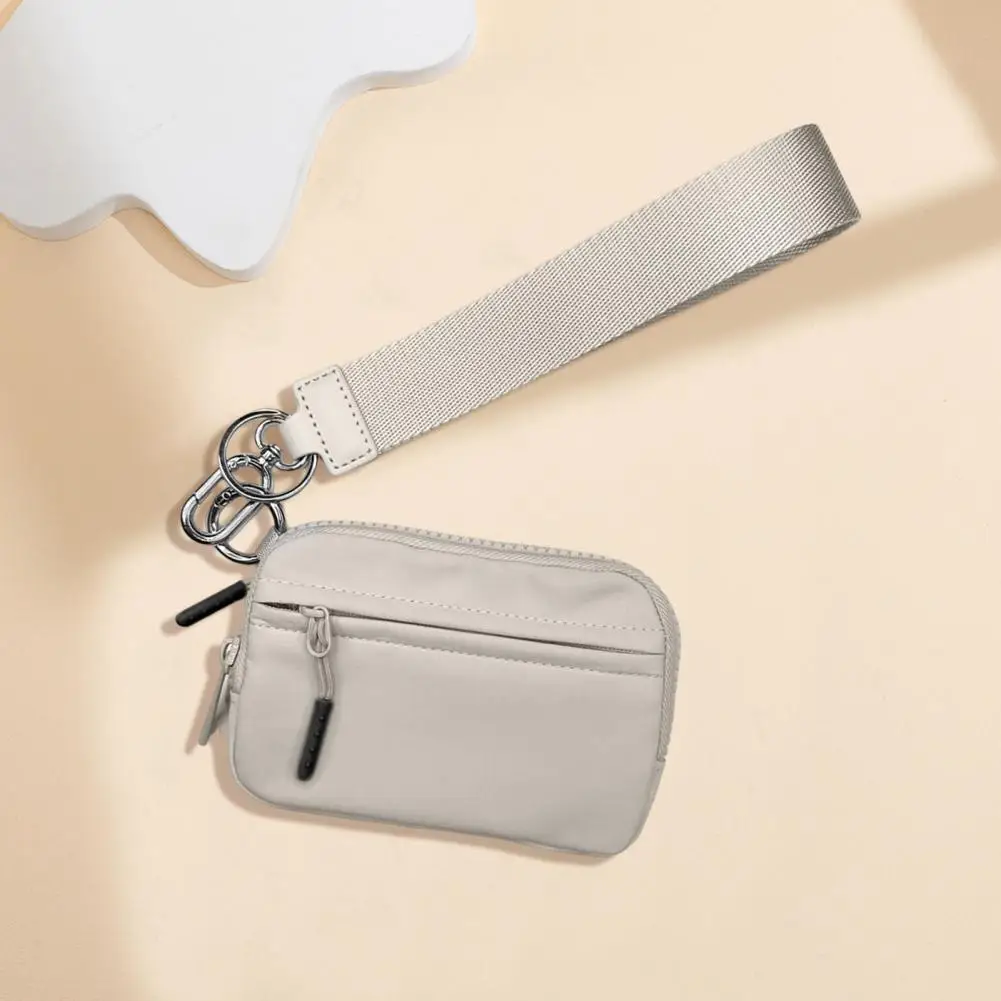 Portable Card Organizer Mini Coin Bag with Wrist Strap Multiple Card Slot Organizer Zipper Closure Makeup Pouch for Phone