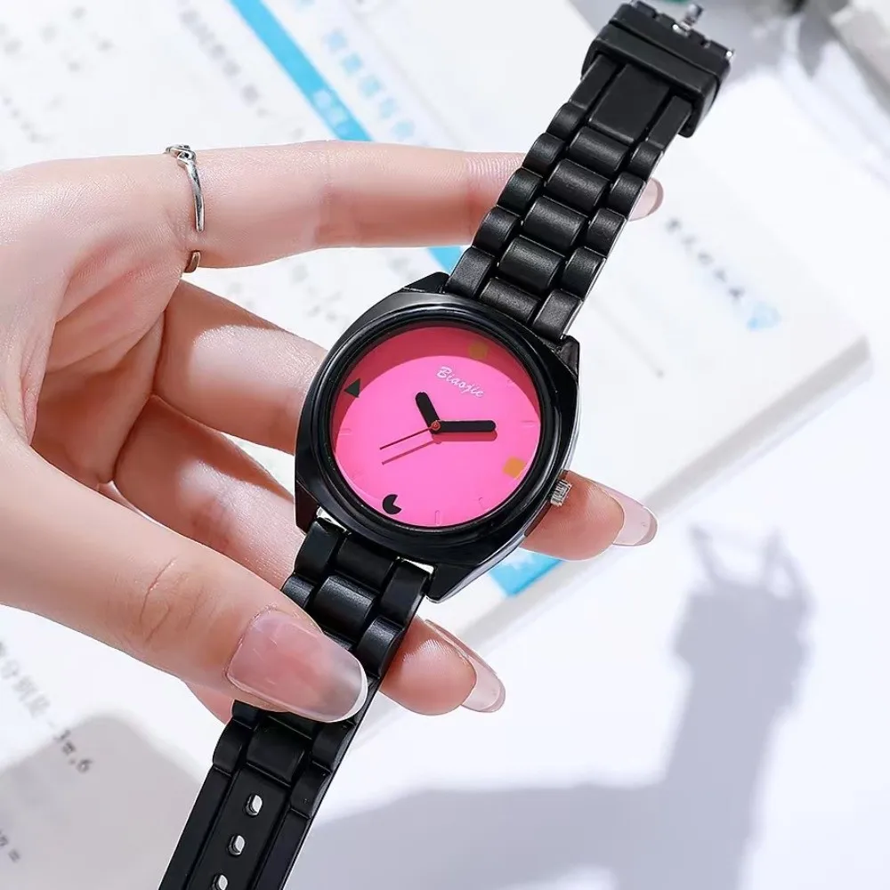 Fashion TPU Wrist Watches for Women Circular Colorful Quartz Watch Lightweight Precise Students Watch Friend's Birthday Gift