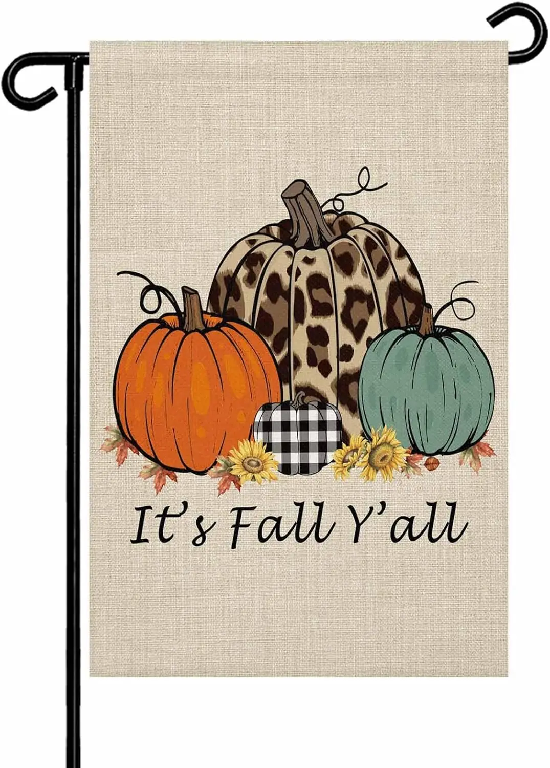 Pumpkin Garden Flag 12x18 Inch Double Sided, IT'S FALL Y'ALL Sunflower Autumn Linen Welcome Yard Flags Outside Banne AAS