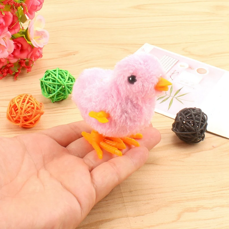 5Pcs Easter Wind Up Chick Toys Novelty Jumping Chicken Gag Plush Baby Chicks Toys Favors Gift For Kids Girls