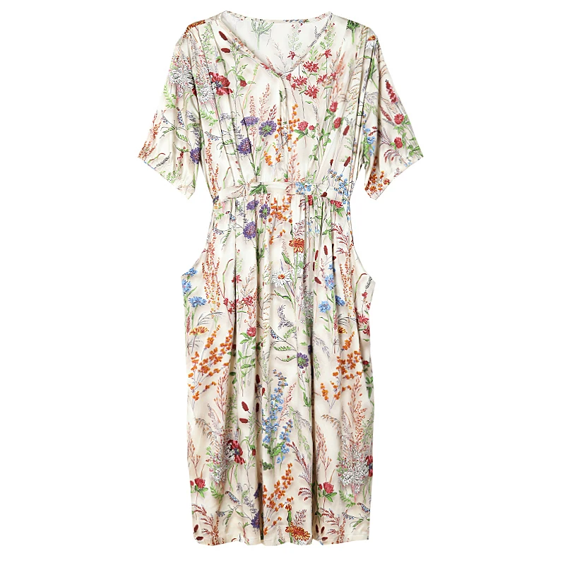 Verano Mujer satén Boho Vintage vestido ceñido al cuerpo de lujo 2025 Oficina señora Floral seda Midi vestido elegante Casual Vestidos de fiesta nocturna