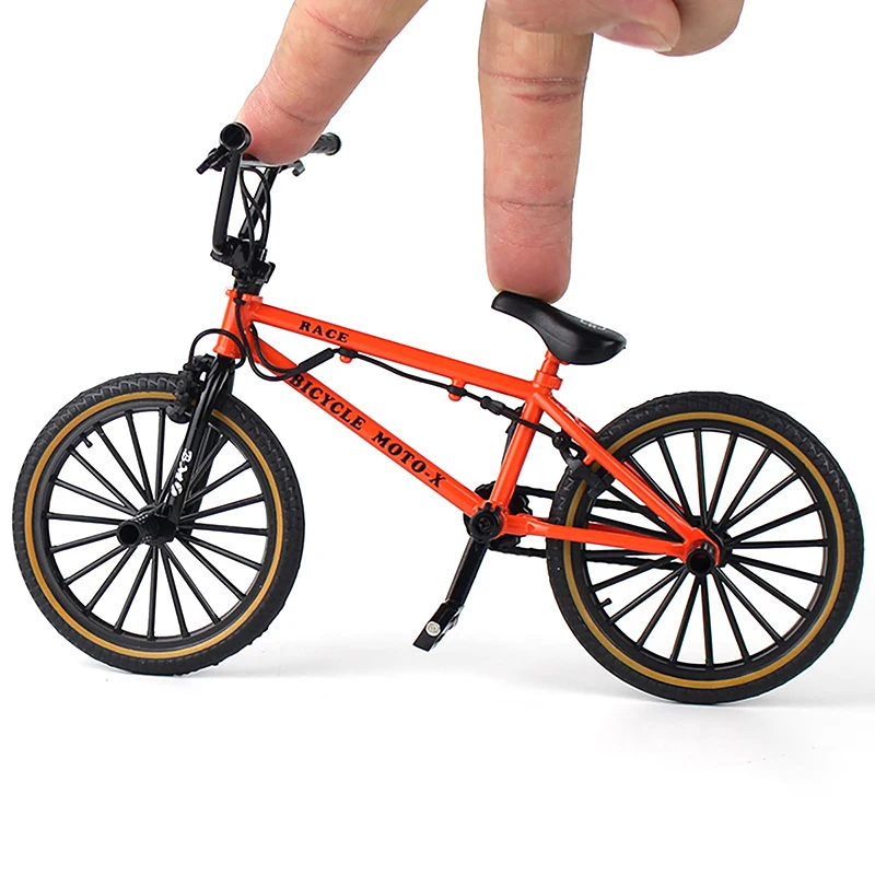 Mini modelo de bicicleta de aleación, juguete de simulación con absorción de golpes, naranja, dedo de montaña, decoración fundida a presión, 1:8