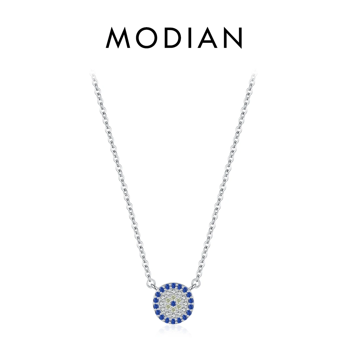MODIAN Halskette aus 925er-Sterlingsilber, sexy Wimpern, der Hand von Fatima, türkisfarbener Anhänger, glückliches blaues Auge, Halskette für Frauen, edler Schmuck, Geschenk