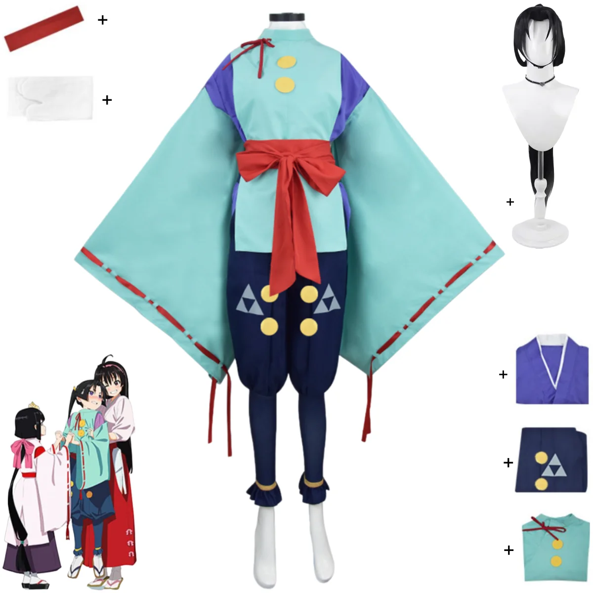 Latest Anime Elusive Samurai Tokiyuki Houjou Cosplay Costume Japanese Warrior Kimono Cloak Wig Woman Halloween Christmas Suit