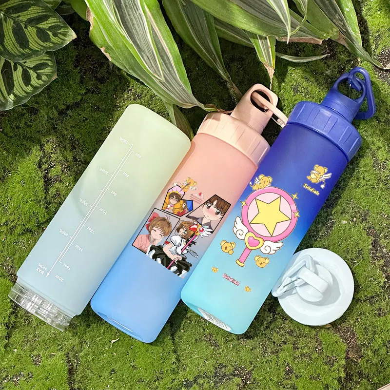 Card Captor Sakura 21oz Children's Water Cup 600ml Water Level Mark Adult's Sport Water Bottle Hiking Buckle  Anti Loss Gradient