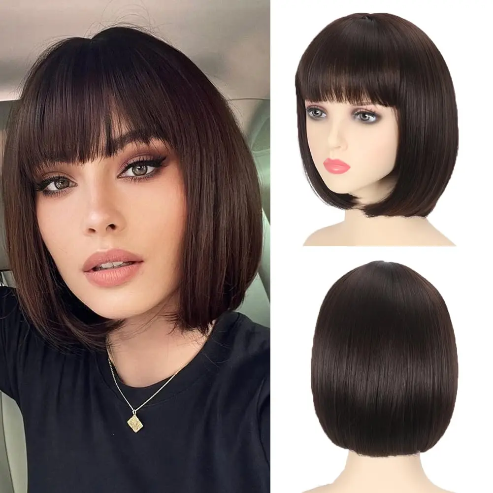 Orangefarbene Bob-Frisur Synthetische Perücke für Halloween-Party Cosplay Perücke Tägliches Hochtemperatur-Haaraccessoire – Detail 8