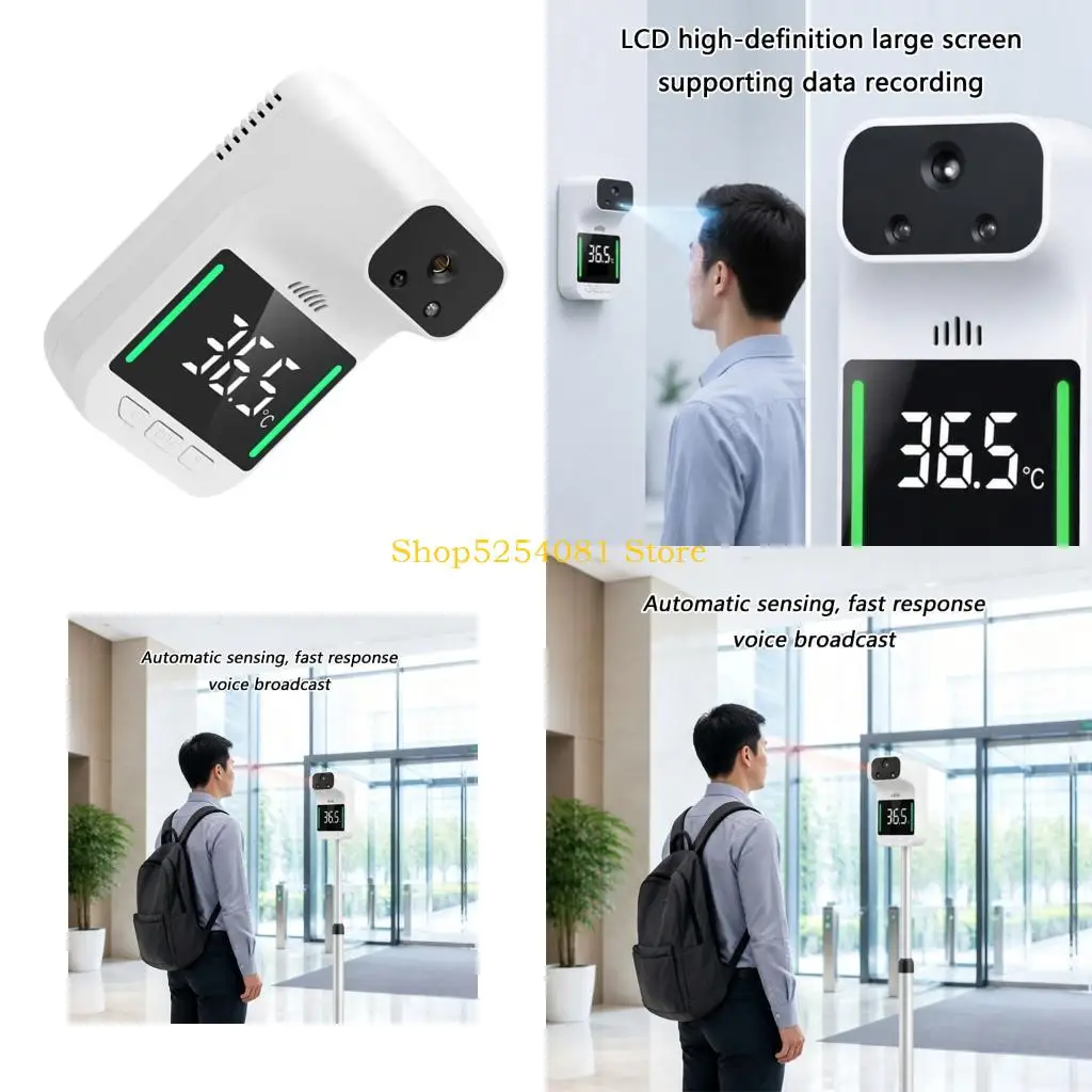 AXYC Wall Mount Temperature Reader With Screen Display, Voice Prompt and USB or Battery Operation for Office Lobby and School