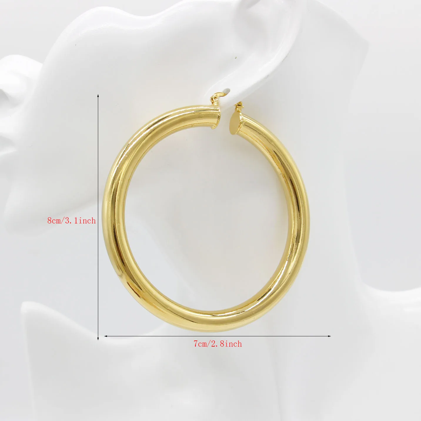 Adixyn Gold Plated Color Hoop Earring Big Size For Lady Woman Copper Popular Extra Large Special Hollow