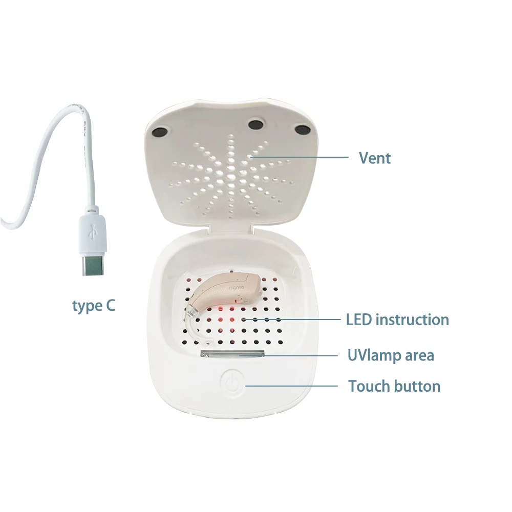 Meling Hearing Aid Drying Box with Lamp Universal Electric Hearing aid Dryer UV Clean and Dry