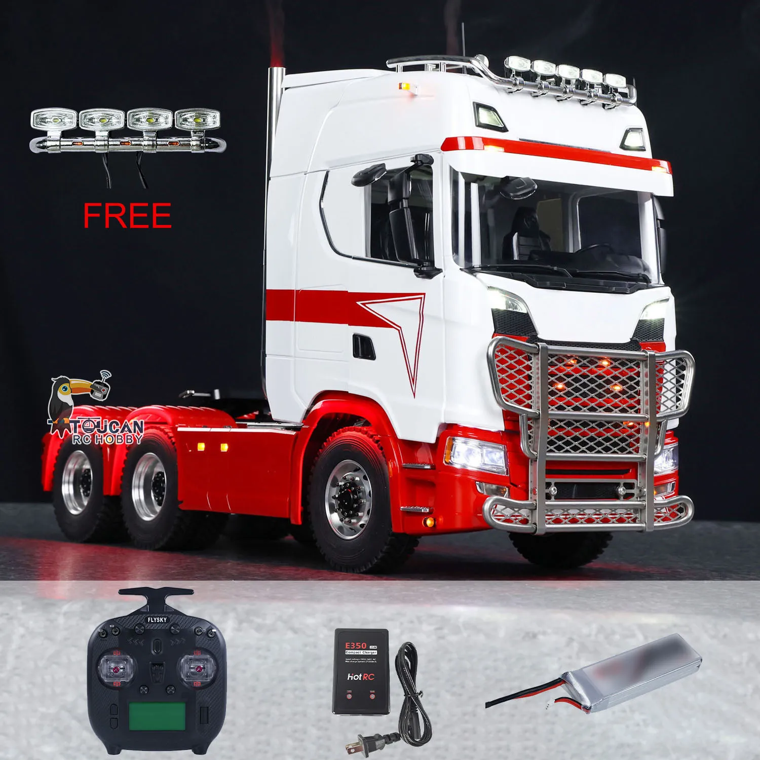 

1/14 6x6 Metal Chassis 770S RC Remote Control Tractor Trcuk ST8 Radio Sound Light 2-speed Smoke TOUCAN DIY Painted Finished Car