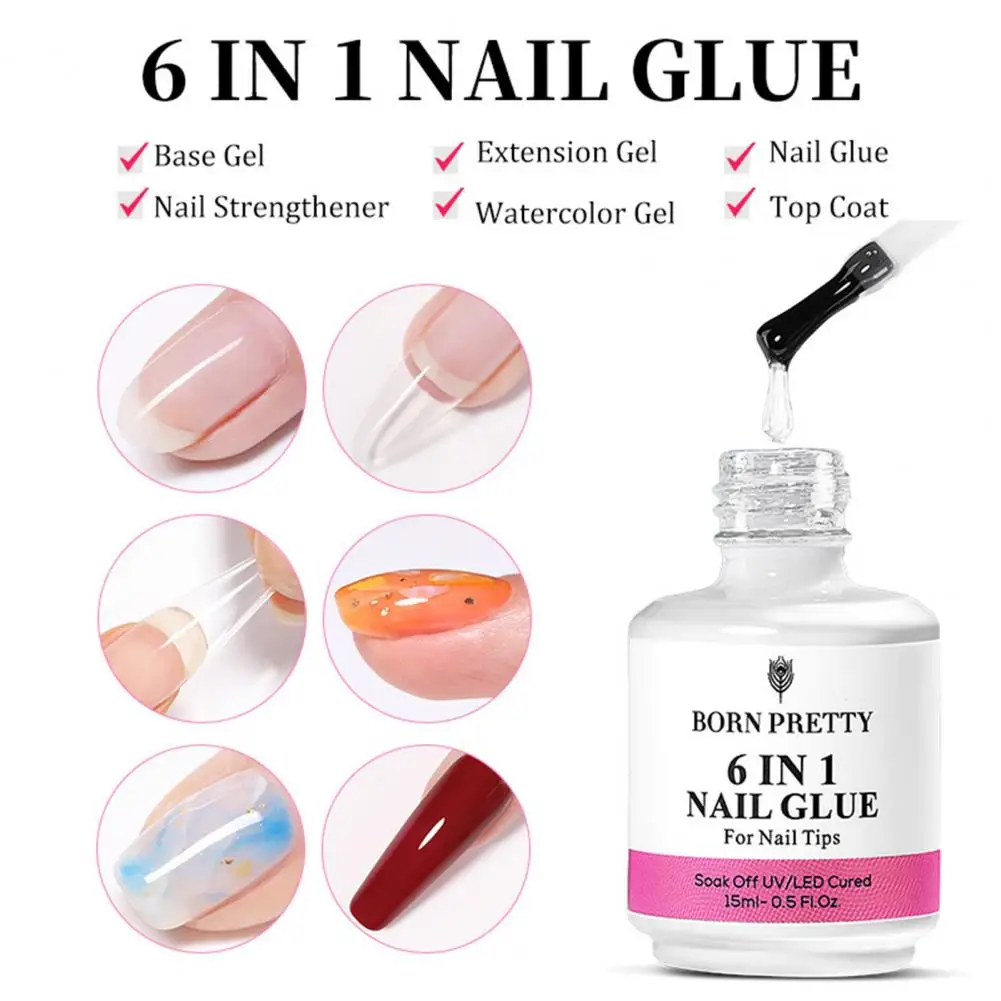 Praktischer Nagel funktions kleber persistent verlängern Nägel kein Geruch wisch frei 6-in-1-Nagelkleber Basis-Gel-Dec klack einweichen