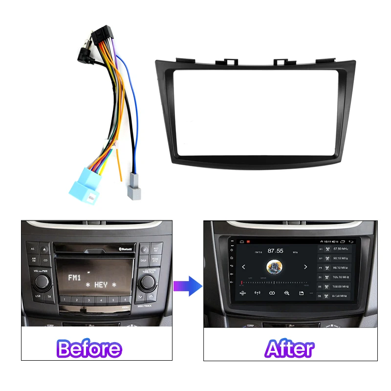 9inch Car Radio Fascia Frame for Suzuki Swift 2011-2015 2Din DVD Stereo Panel Mounting Installation Dash Kit Frame Adapter Bezel