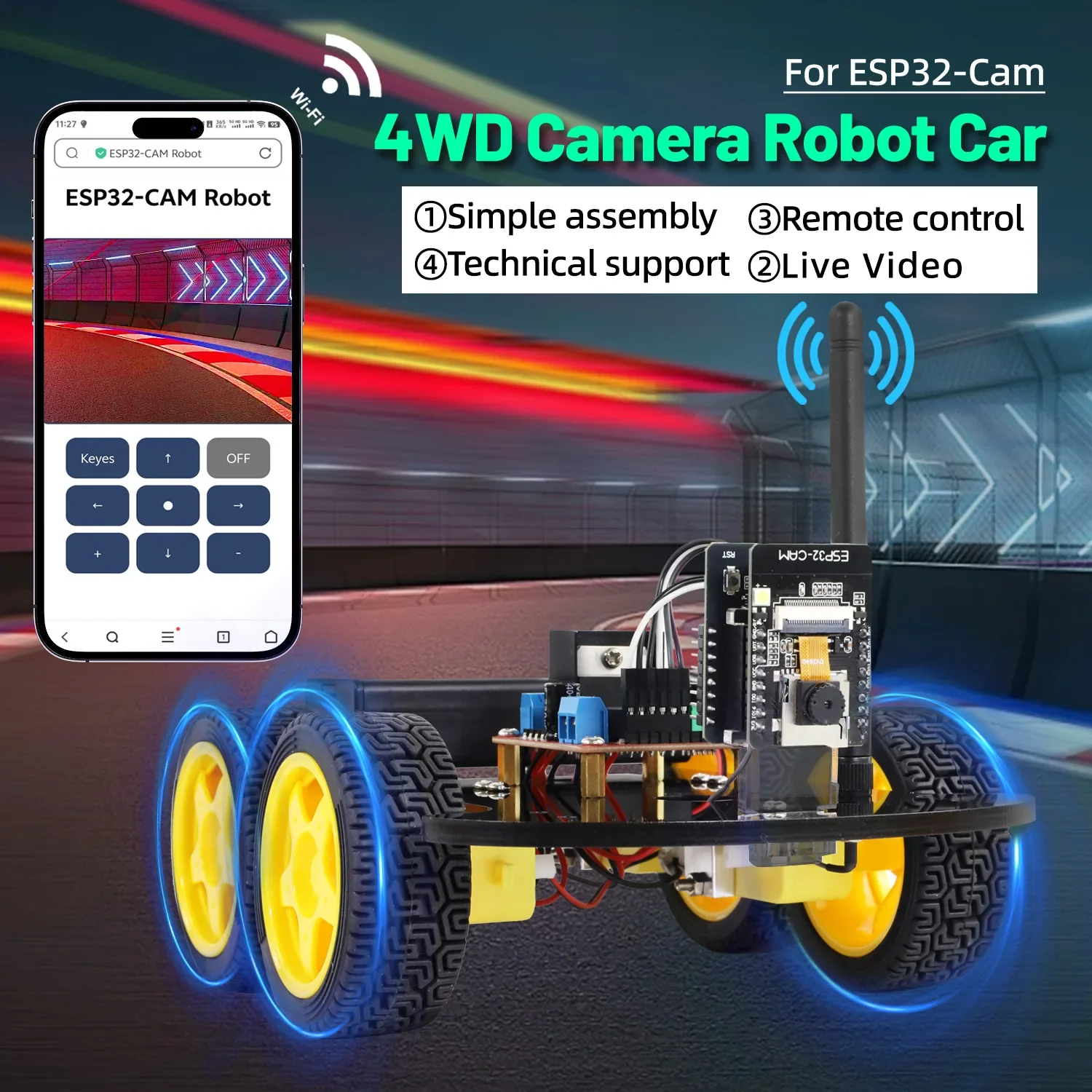 Picture 5: NEW Keyestudio 4WD&2WD ESP32-Cam Robot Car Kit Programmable WIFI Camera Smart Car For Arduino ESP32 Robot Project Robotic Kit