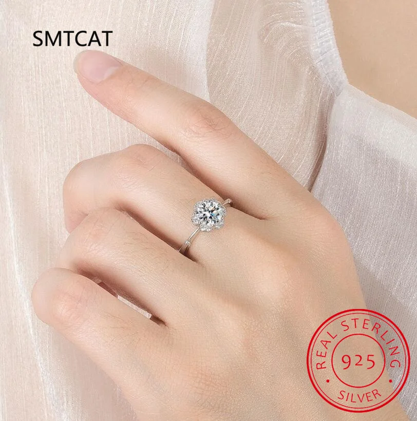 Real 5CT Big Moissanite Diamond Classical Sunflower Ring for Women Gift 925 Sterling Silver Wedding Luxury Fine Jewelry