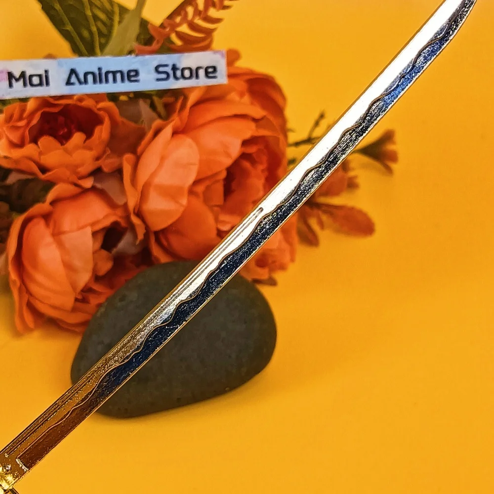 6-calowa metalowa katana Roronoa Zoro, katana japońska w naturalnej wielkości, sztuczny miecz, stalowa oryginalna samurajska katana Zoro, nieszlifowany nóż ninja, zabawka, prezent