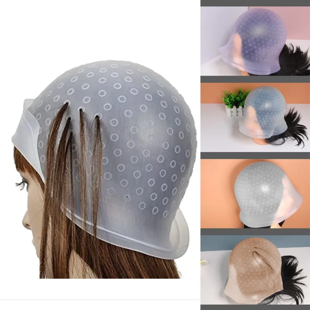 Transparent Hair Highlighting Cap White Reusable Silicone Highlighting Cap Easy to Use Professional Hairdressing Styling Tool