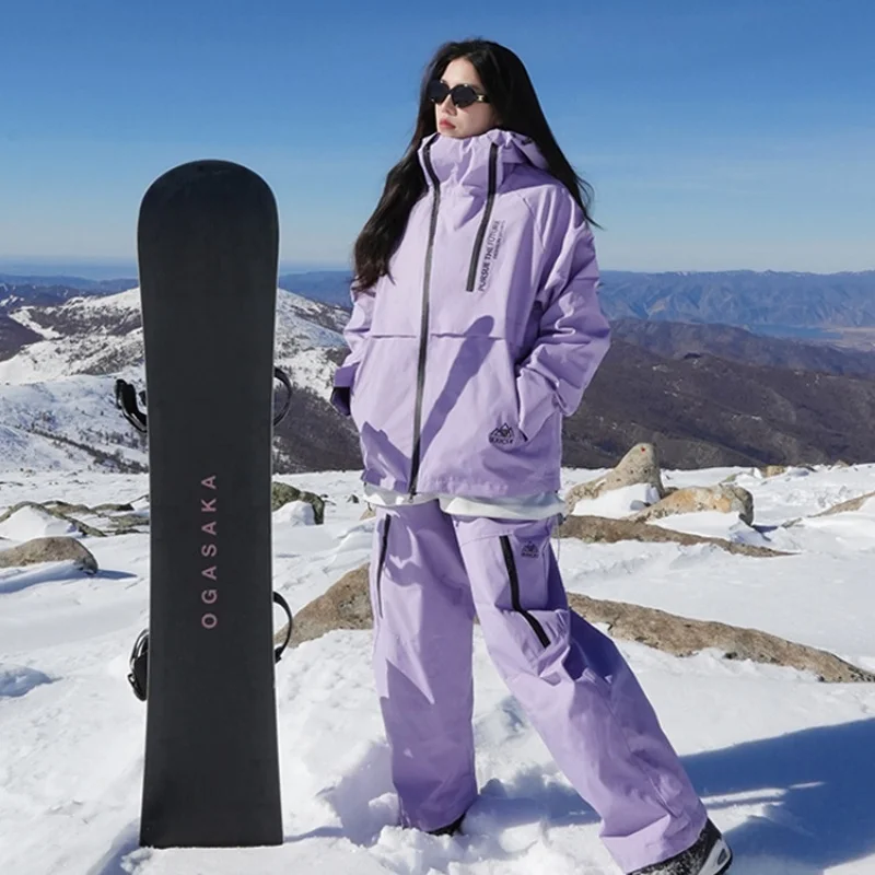 

Outdoor Waterproof Ski Suit Autumn Winter Warm Windproof Mountaineering Clothing Couple Models Jacket Solid Simple Pants Top