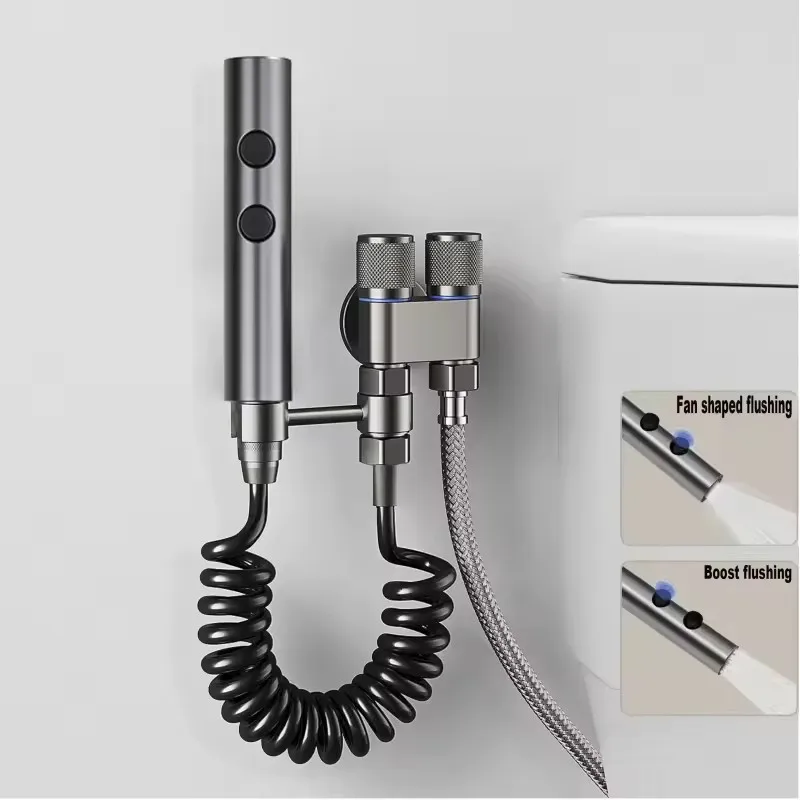 Handheld Bidet Sprayer Set Dual Mode Stainless Steel Spray Gun Shower Handheld Toilet Bidet Faucet Sprayer Shower Self Cleaning