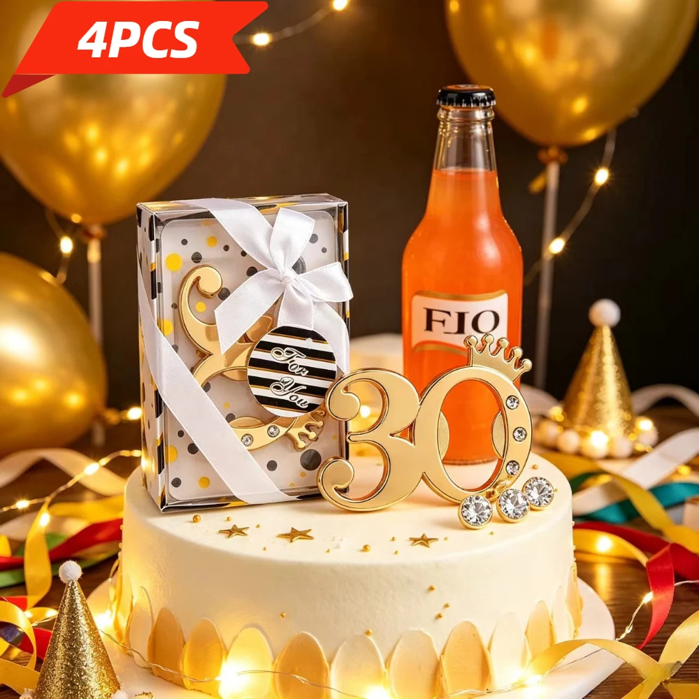 4PCS Bottle Opener for 30th Birthday Party Gifts for Guests Beer Opener with Packing Box for Company Bar Celebration Souvenirs