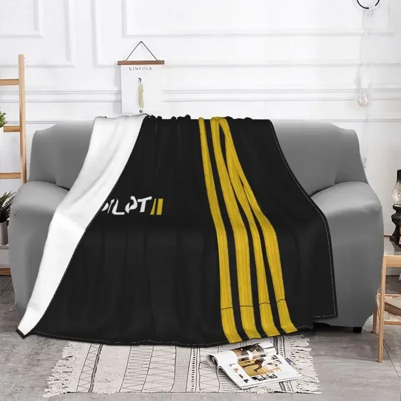 Pilot Captain Stripes Blanket Soft Fleece Spring Flannel Aviation Airplane Aviator Throw Blankets for Sofa Home Bedroom Quilt