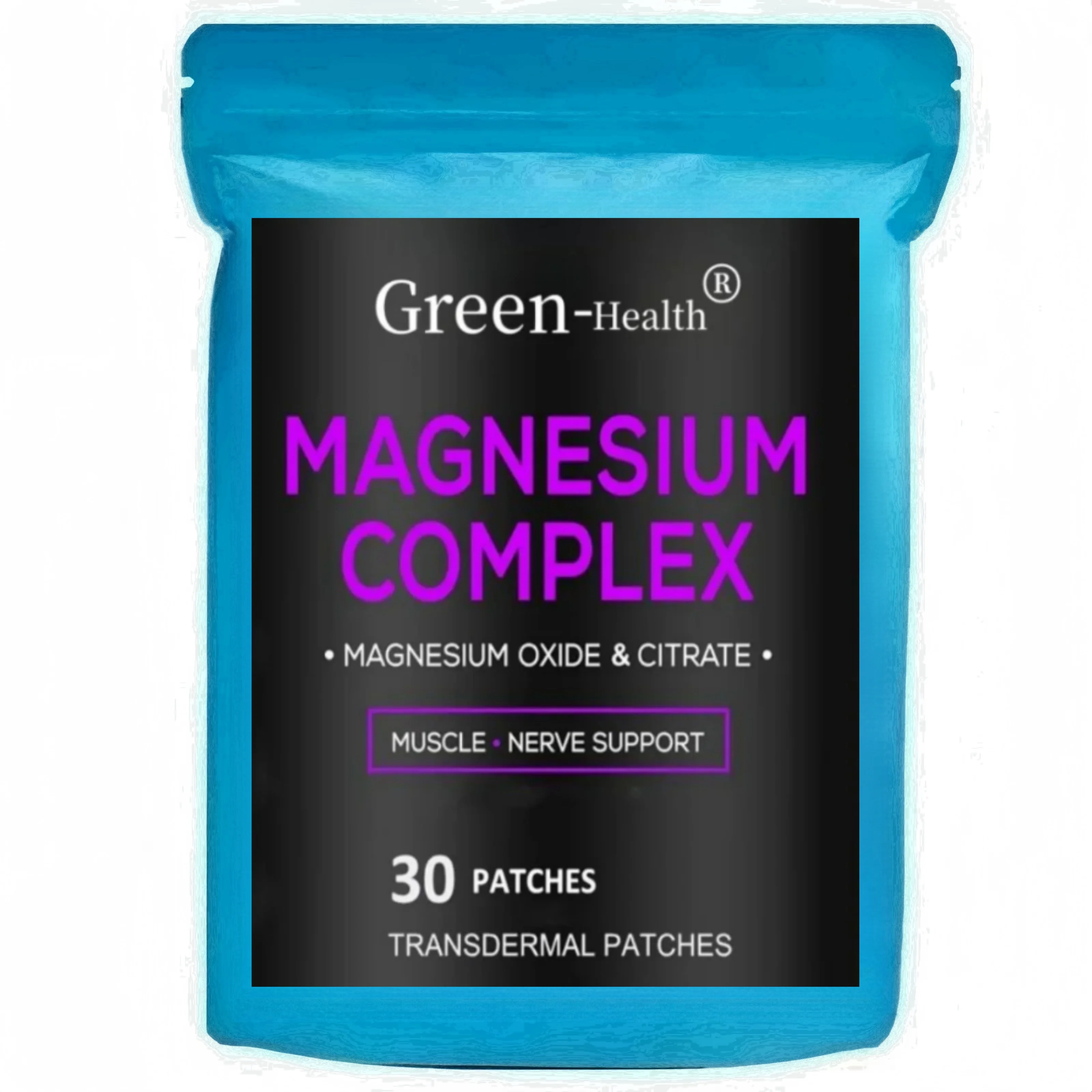 Magnesium Citrate Complex Transdermal Patches Support Bone Strength,Muscles,Energy - 30 Patches One Month Supply