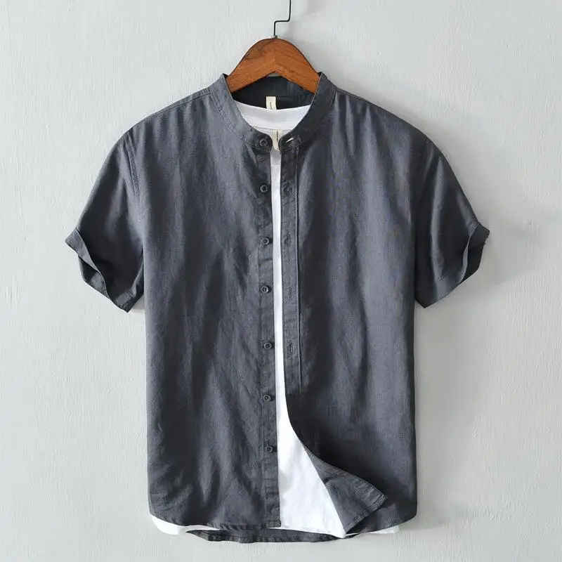 

Men's Short Sleeve Linen Cotton Shirt Jacket Casual Comfortable Breathable Daily Wear Thin Fabric Non-deformable Summer Shirt