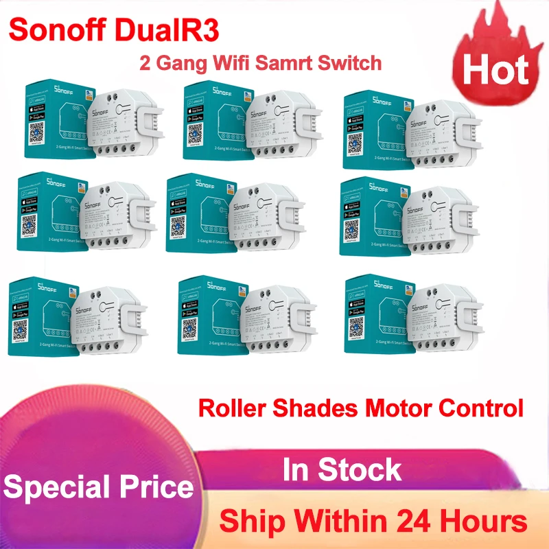 SONOFF Dual R3 2 Gang Wifi interruptor inteligente módulo de relé Dual con medición de potencia Control de interruptor de persiana enrollable inteligente a través de ewelink